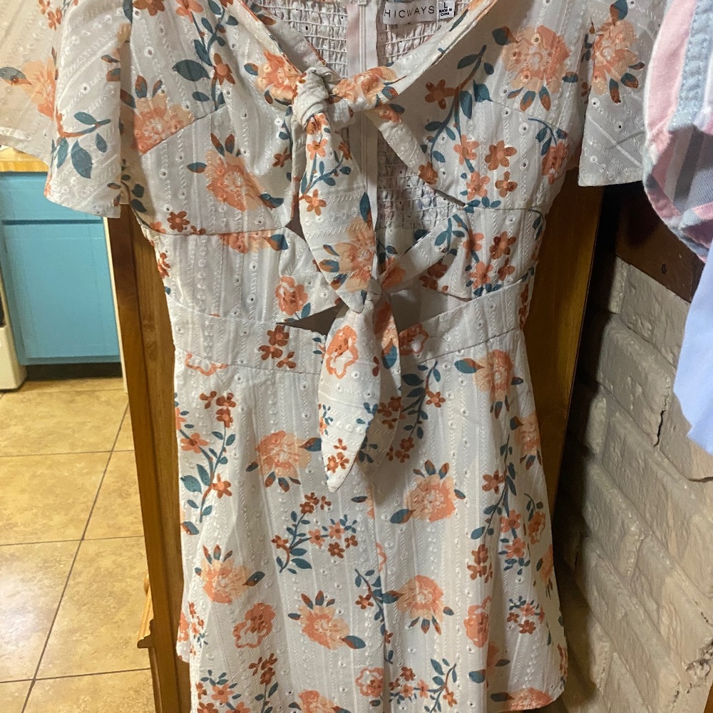 Skirt dress peach coral flowers